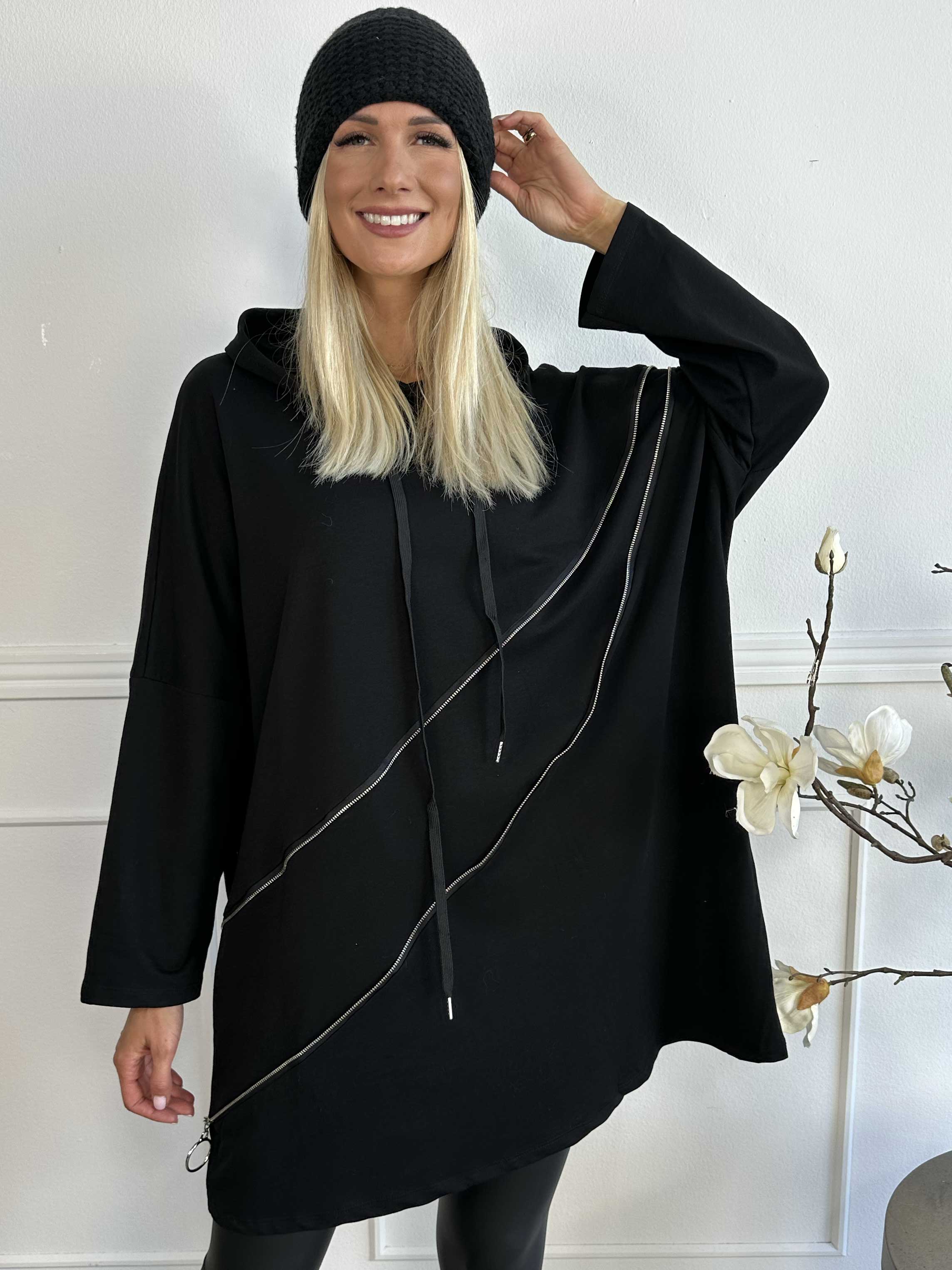 Merah - Hættetrøje med lynlåsdetalje